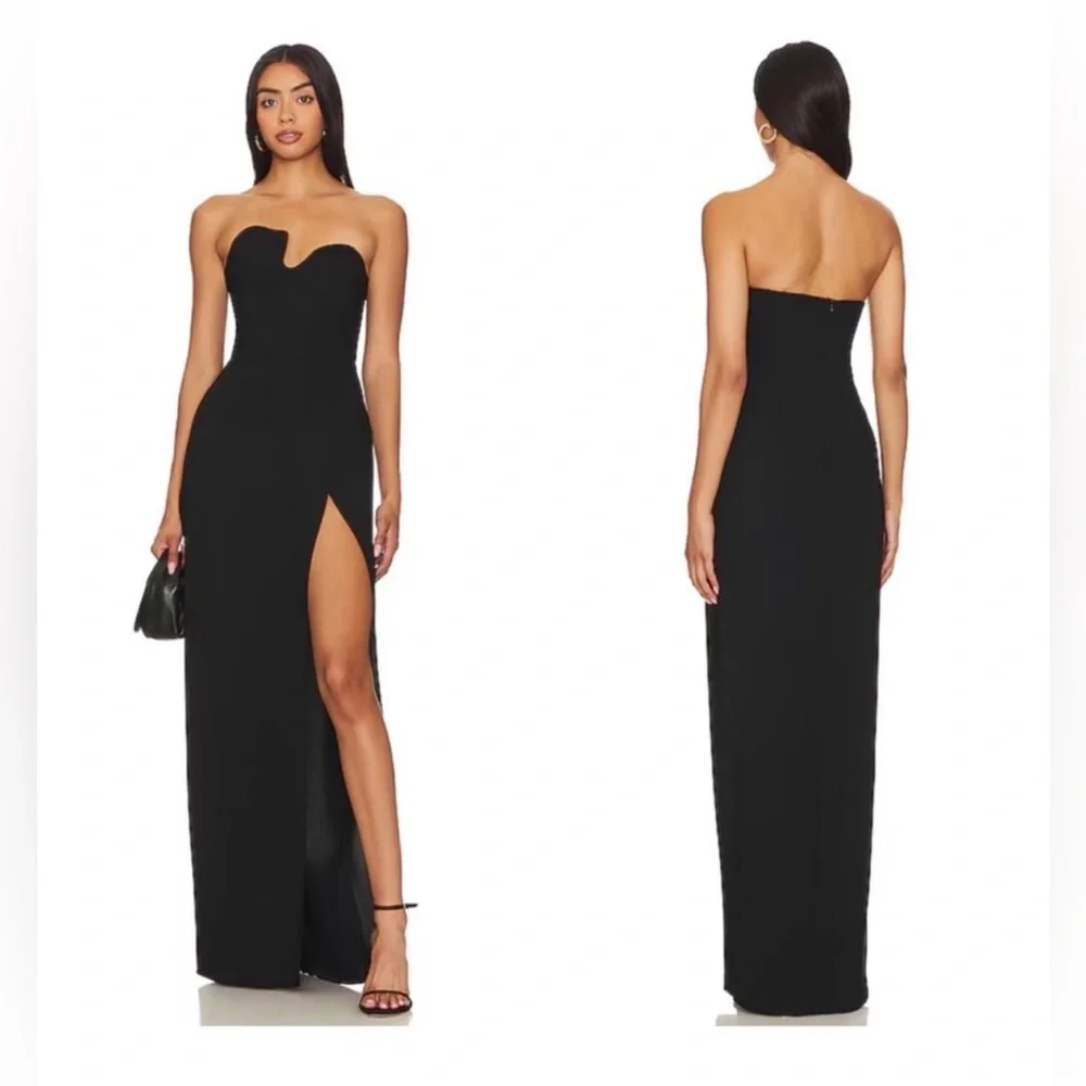 Amanda Uprichard X Revolve Strapless Puzzle Gown Maxi Dress Black
